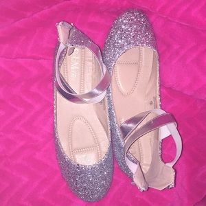 Bella Marie,silver glitter shoes.